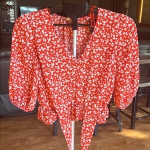 Sienna Sky Orange Floral Kids Blouse